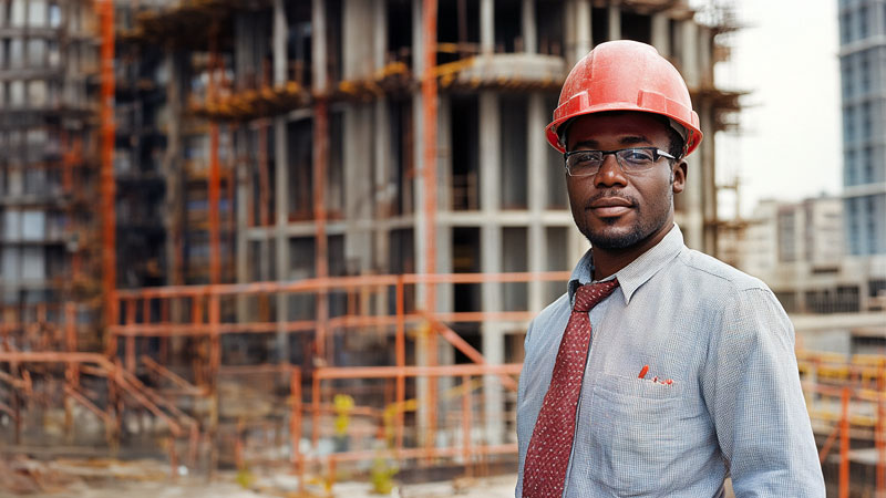 Civil engineer on work site in South Africa.